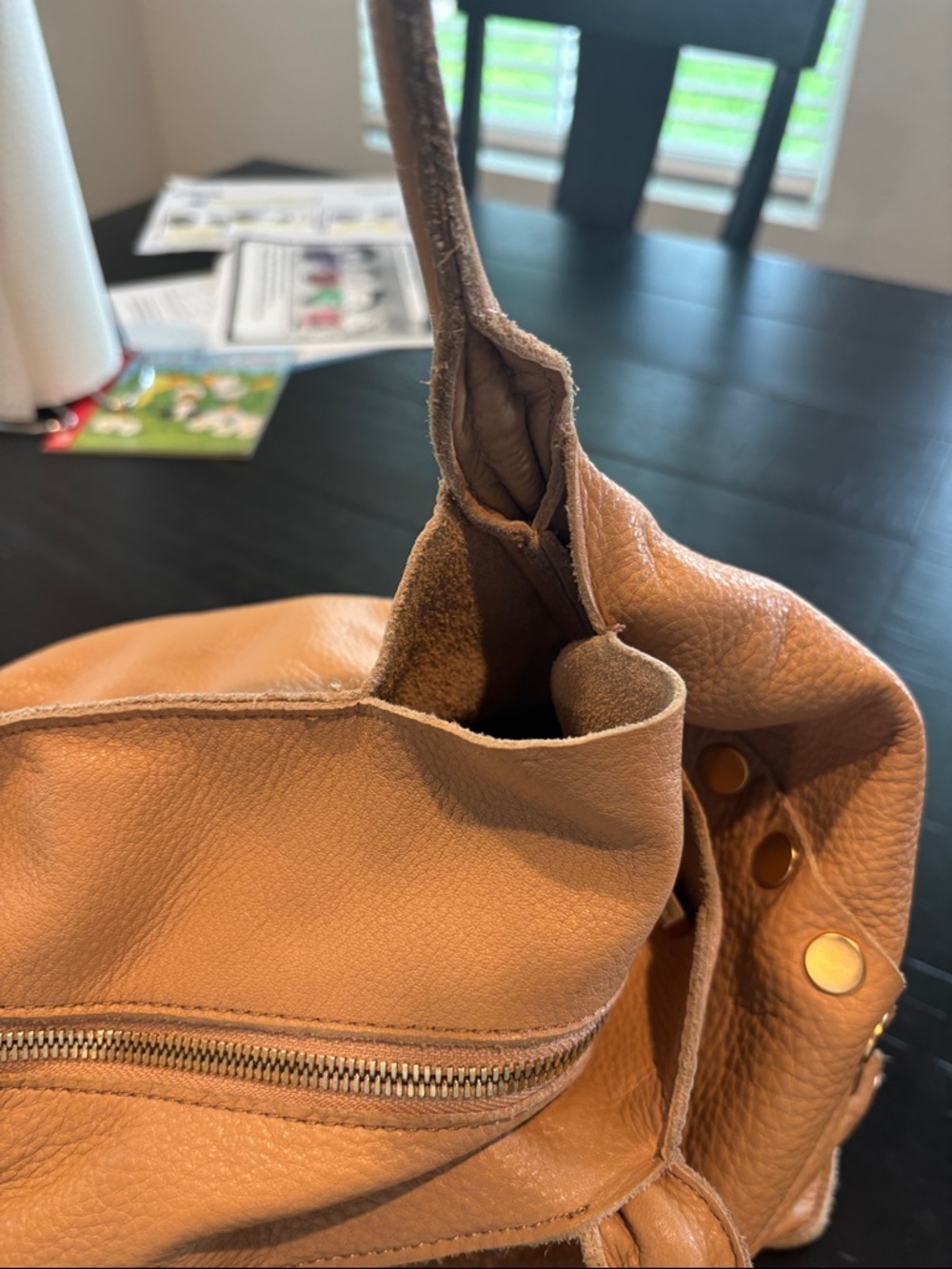 Hammitt Pebbled Leather Tote in Tan with Gold Studs - Picture 12 of 16